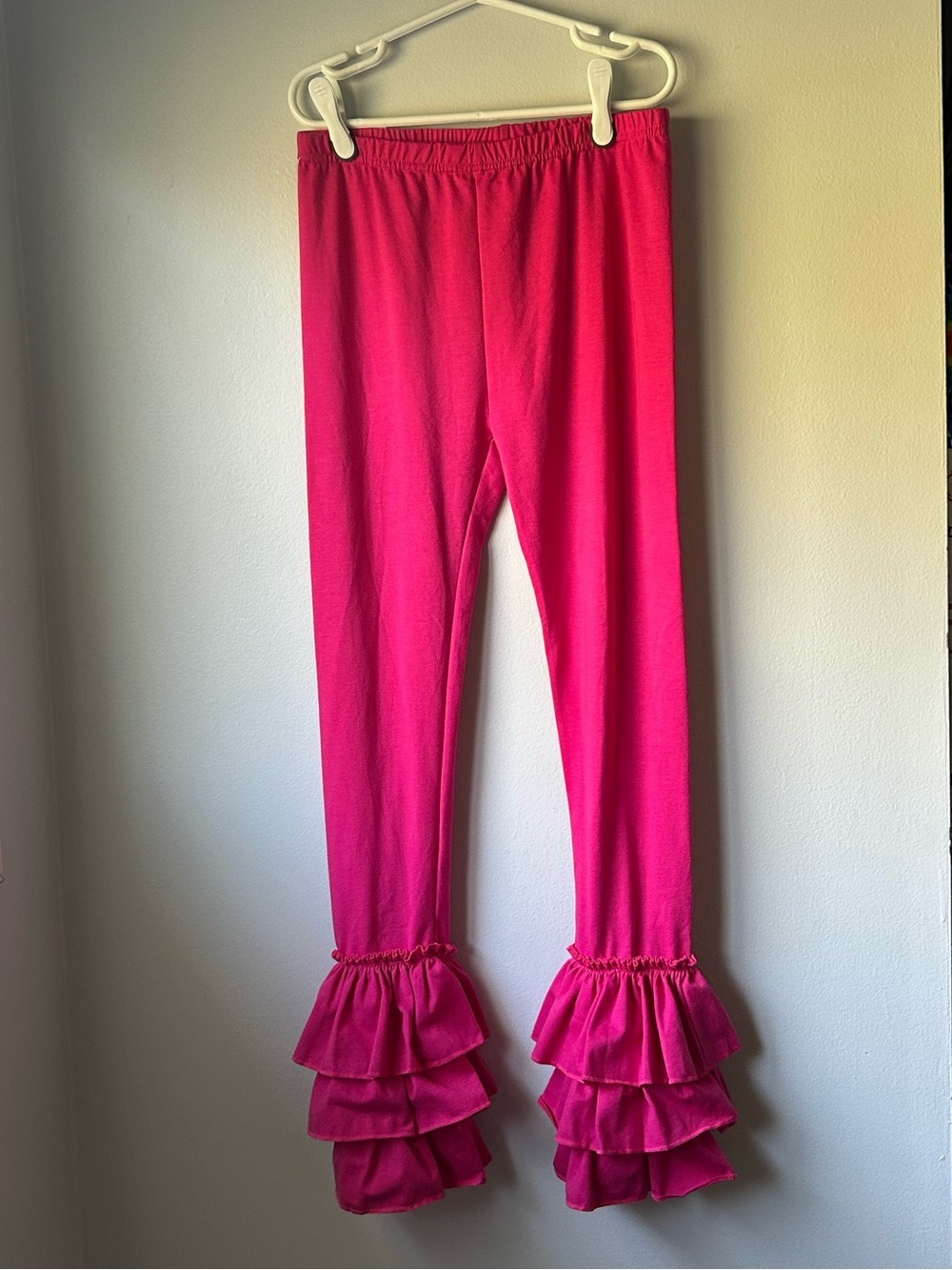 Pink Print Ruffle Hem Boutique Leggings